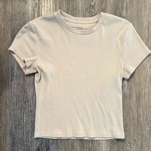 Cream Abercrombie & Fitch Ribbed Tee Size Small